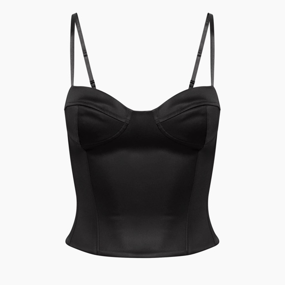 Aritzia Wilfred Black Dazzle Satin Bustier Top Sz 4 - Picture 1 of 6